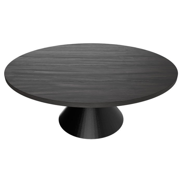 Graal Black - Tavolo Rotondo Ø120 cm Base a Doppio Cono in Metallo e Top in Legno Laminato Nero