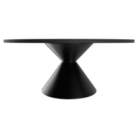 Graal Black - Tavolo Rotondo Ø120 cm Base a Doppio Cono in Metallo e Top in Legno Laminato Nero