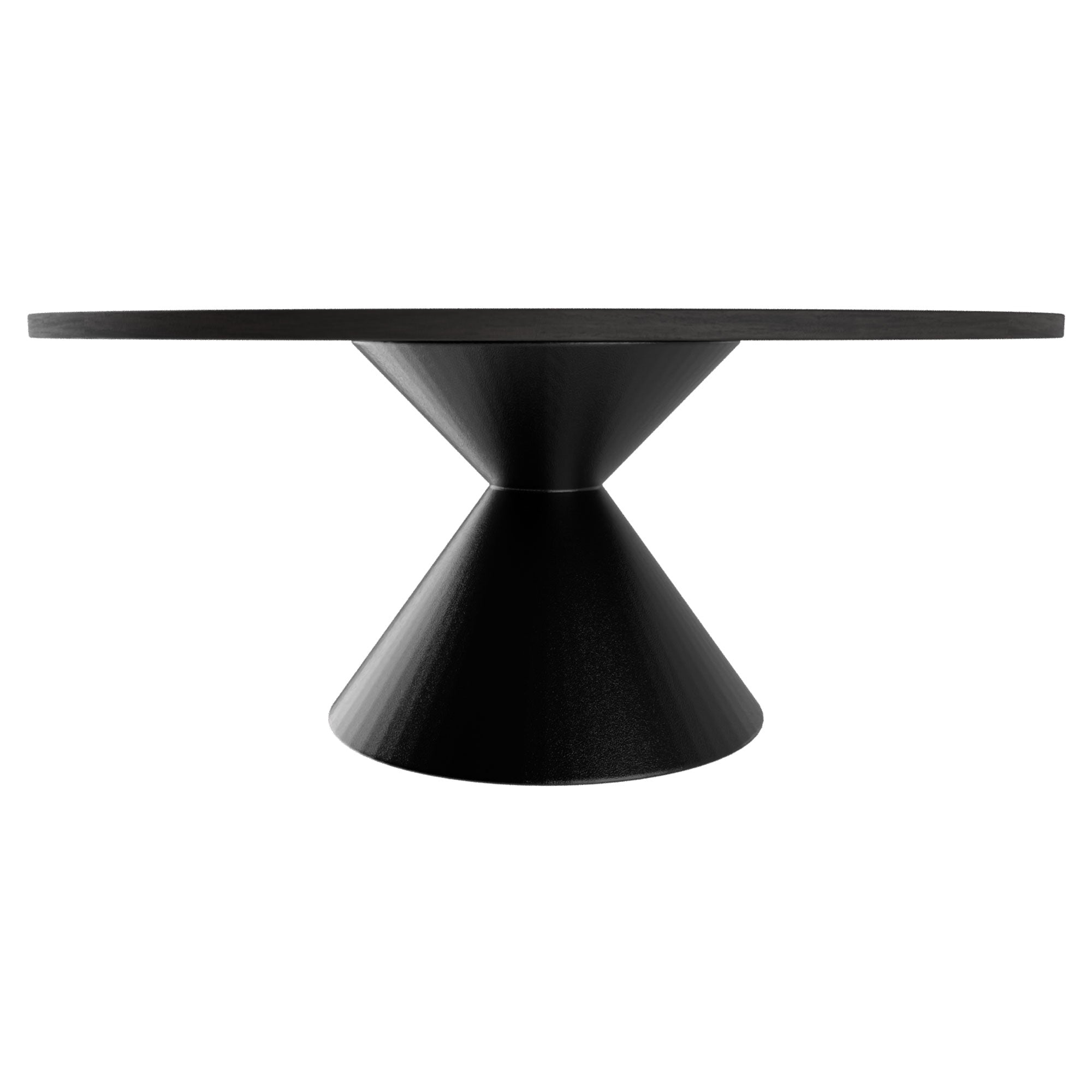 Graal Black - Tavolo Rotondo Ø120 cm Base a Doppio Cono in Metallo e Top in Legno Laminato Nero