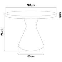 Graal Black - Tavolo Rotondo Ø120 cm Base a Doppio Cono in Metallo e Top in Legno Laminato Nero