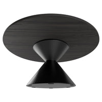 Graal Black - Tavolo Rotondo Ø120 cm Base a Doppio Cono in Metallo e Top in Legno Laminato Nero