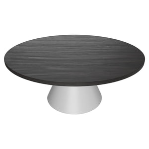 Artù White - Tavolo da pranzo rotondo ⌀ 120 cm in legno laminato con base a cono in metallo-Nero