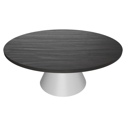 Artù White - Tavolo da pranzo rotondo ⌀ 120 cm in legno laminato con base a cono in metallo-Nero