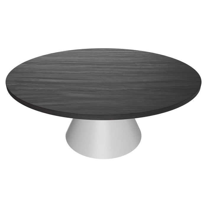 Artù White - Tavolo da pranzo rotondo ⌀ 120 cm in legno laminato con base a cono in metallo-Nero