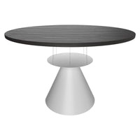 Artù White - Tavolo da pranzo rotondo ⌀ 120 cm in legno laminato con base a cono in metallo-Nero