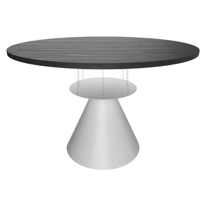 Artù White - Tavolo da pranzo rotondo ⌀ 120 cm in legno laminato con base a cono in metallo-Nero