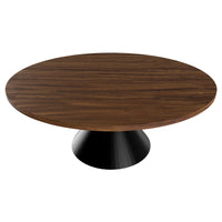 Graal Black - Tavolo Rotondo Ø120 cm Base a Doppio Cono Nero in Metallo e Top in Legno Laminato Ebony