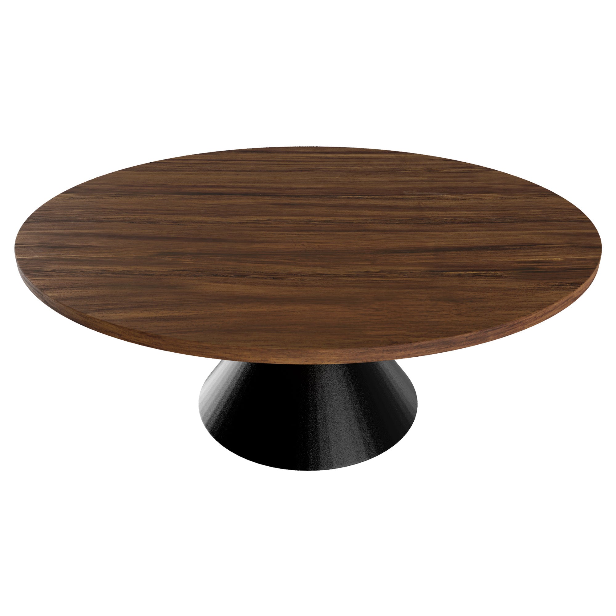 Graal Black - Tavolo Rotondo Ø120 cm Base a Doppio Cono Nero in Metallo e Top in Legno Laminato Ebony