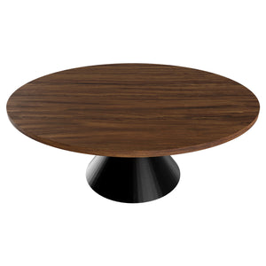 Graal Black - Tavolo Rotondo Ø120 cm Base a Doppio Cono Nero in Metallo e Top in Legno Laminato Ebony
