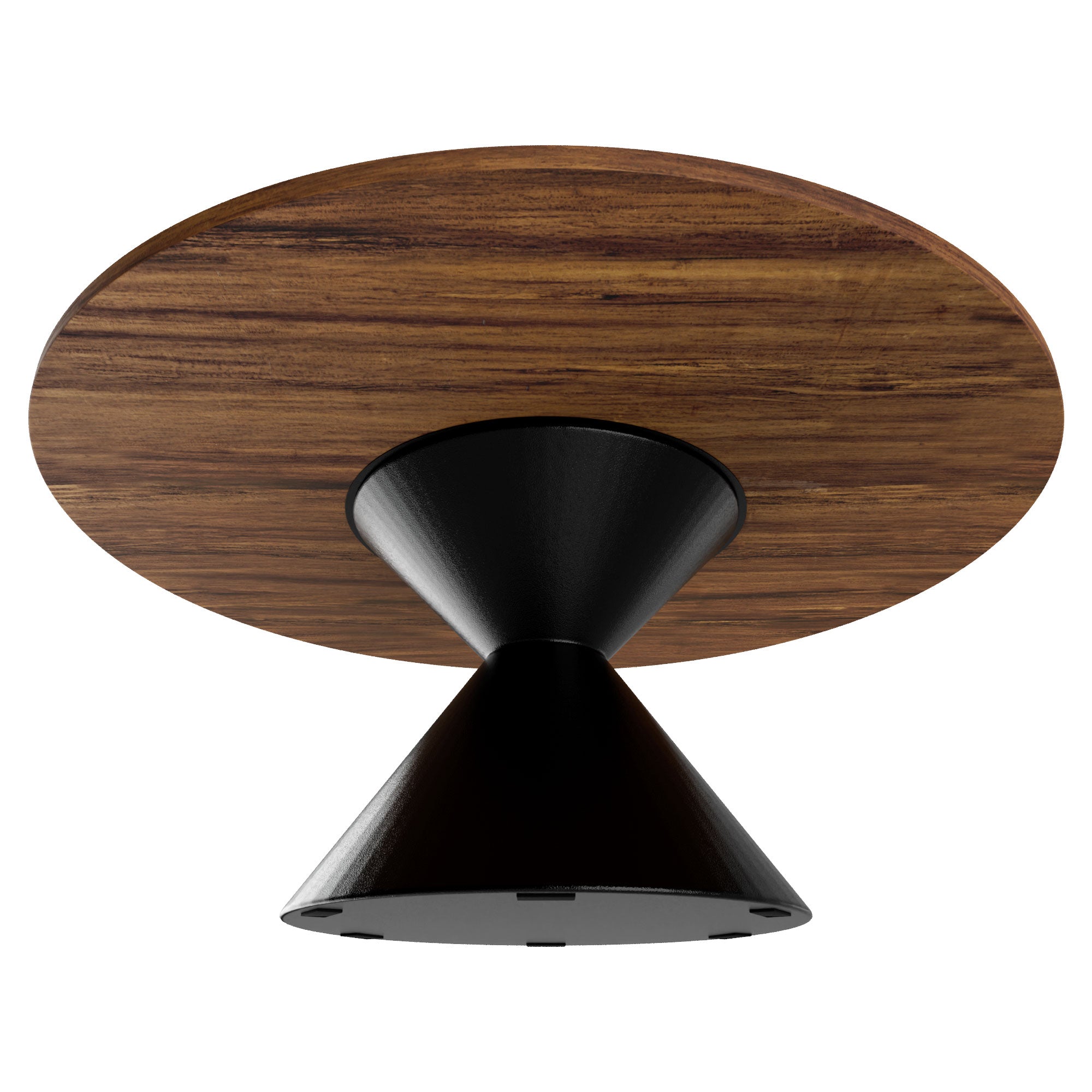 Graal Black - Tavolo Rotondo Ø120 cm Base a Doppio Cono Nero in Metallo e Top in Legno Laminato Ebony