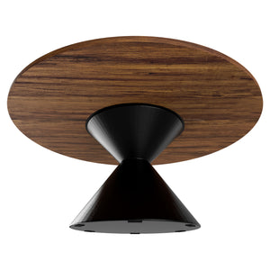 Graal Black - Tavolo Rotondo Ø120 cm Base a Doppio Cono Nero in Metallo e Top in Legno Laminato Ebony