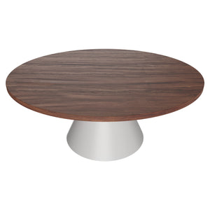 Artù White - Tavolo da pranzo rotondo ⌀ 120 cm in legno laminato con base a cono in metallo-Marrone