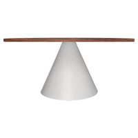 Artù White - Tavolo da pranzo rotondo ⌀ 120 cm in legno laminato con base a cono in metallo-Marrone