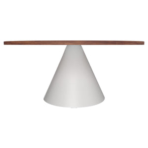 Artù White - Tavolo da pranzo rotondo ⌀ 120 cm in legno laminato con base a cono in metallo-Marrone