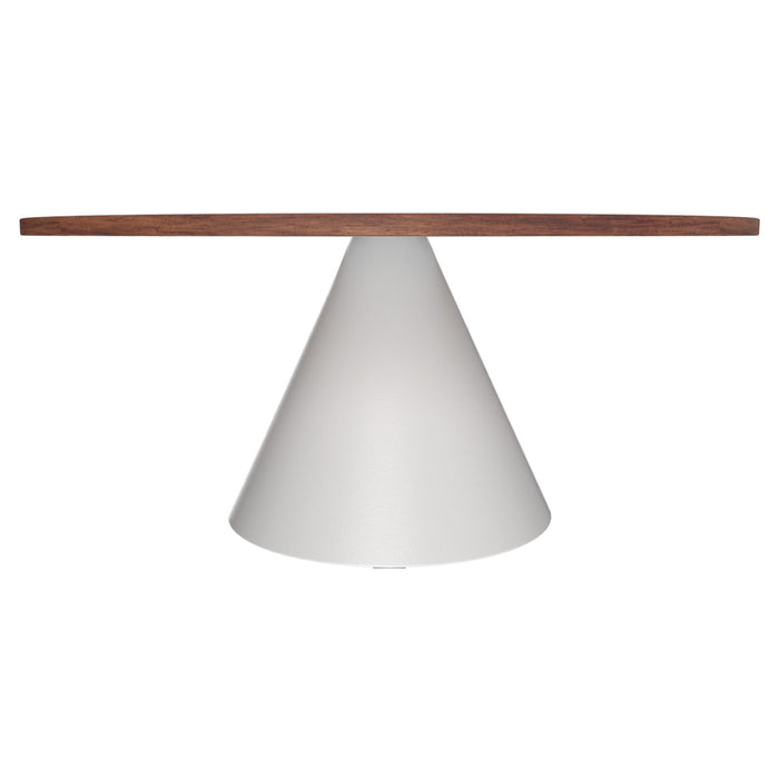 Artù White - Tavolo da pranzo rotondo ⌀ 120 cm in legno laminato con base a cono in metallo-Marrone