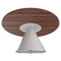 Artù White - Tavolo da pranzo rotondo ⌀ 120 cm in legno laminato con base a cono in metallo-Marrone