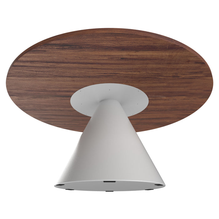 Artù White - Tavolo da pranzo rotondo ⌀ 120 cm in legno laminato con base a cono in metallo-Marrone