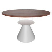 Artù White - Tavolo da pranzo rotondo ⌀ 120 cm in legno laminato con base a cono in metallo-Marrone