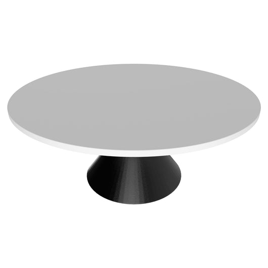 Graal Black - Tavolo Rotondo Ø120 cm Base a Doppio Cono Nero in Metallo e Top in Legno Laminato Bianco