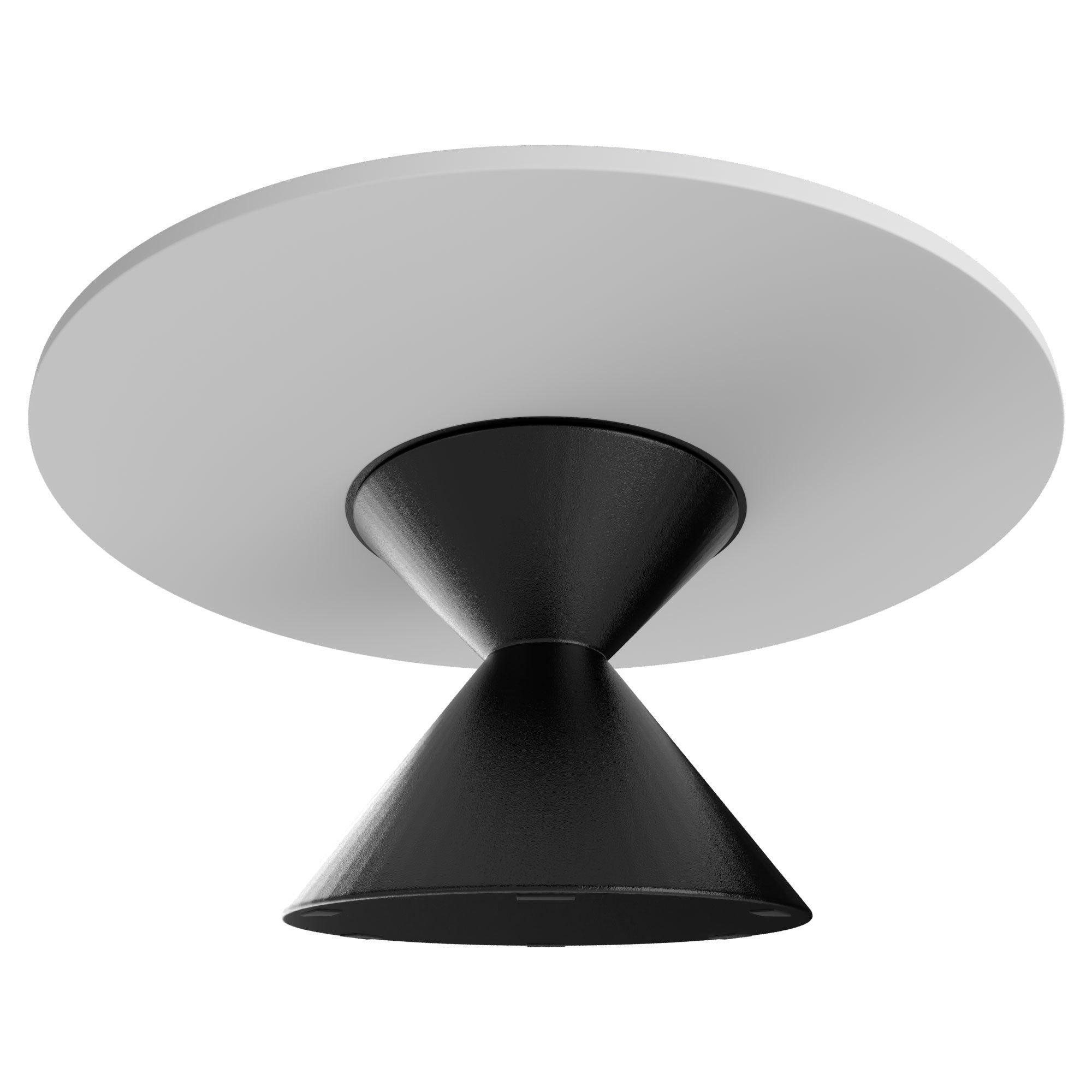 Graal Black - Tavolo Rotondo Ø120 cm Base a Doppio Cono Nero in Metallo e Top in Legno Laminato Bianco