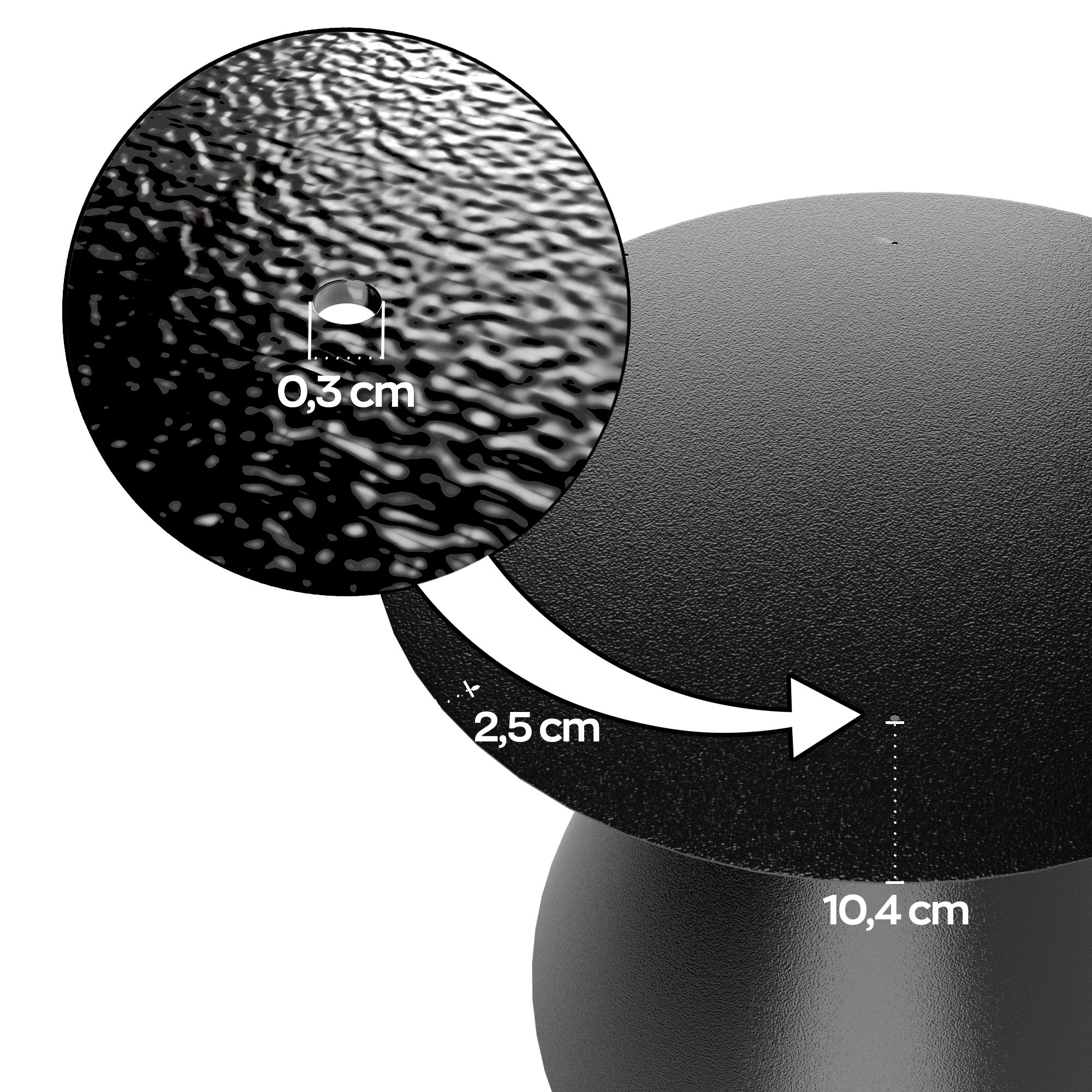 Artù Black - Tavolo da pranzo rotondo ⌀ 120 cm in legno laminato con base a cono in metallo-Bianco