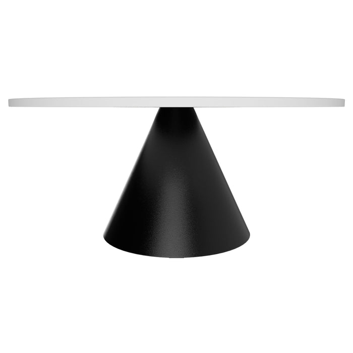 Artù Black - Tavolo da pranzo rotondo ⌀ 120 cm in legno laminato con base a cono in metallo-Bianco