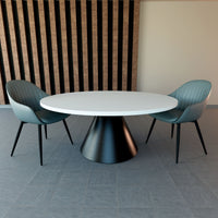 Artù Black - Tavolo da pranzo rotondo ⌀ 120 cm in legno laminato con base a cono in metallo-Bianco