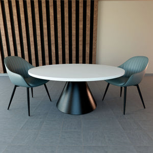 Artù Black - Tavolo da pranzo rotondo ⌀ 120 cm in legno laminato con base a cono in metallo-Bianco