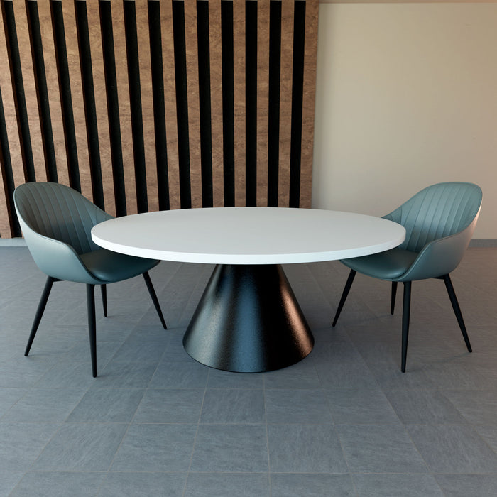 Artù Black - Tavolo da pranzo rotondo ⌀ 120 cm in legno laminato con base a cono in metallo-Bianco