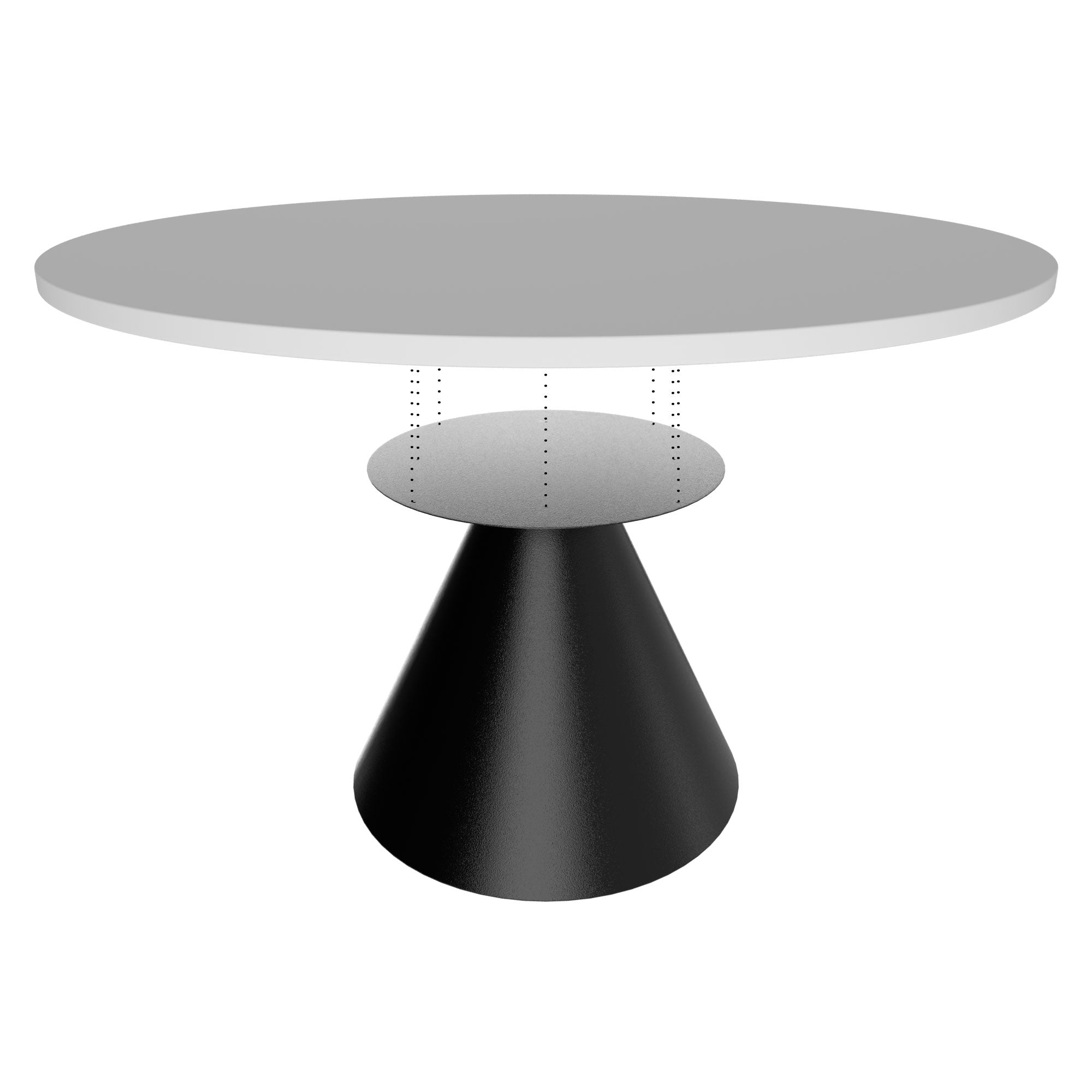 Artù Black - Tavolo da pranzo rotondo ⌀ 120 cm in legno laminato con base a cono in metallo-Bianco