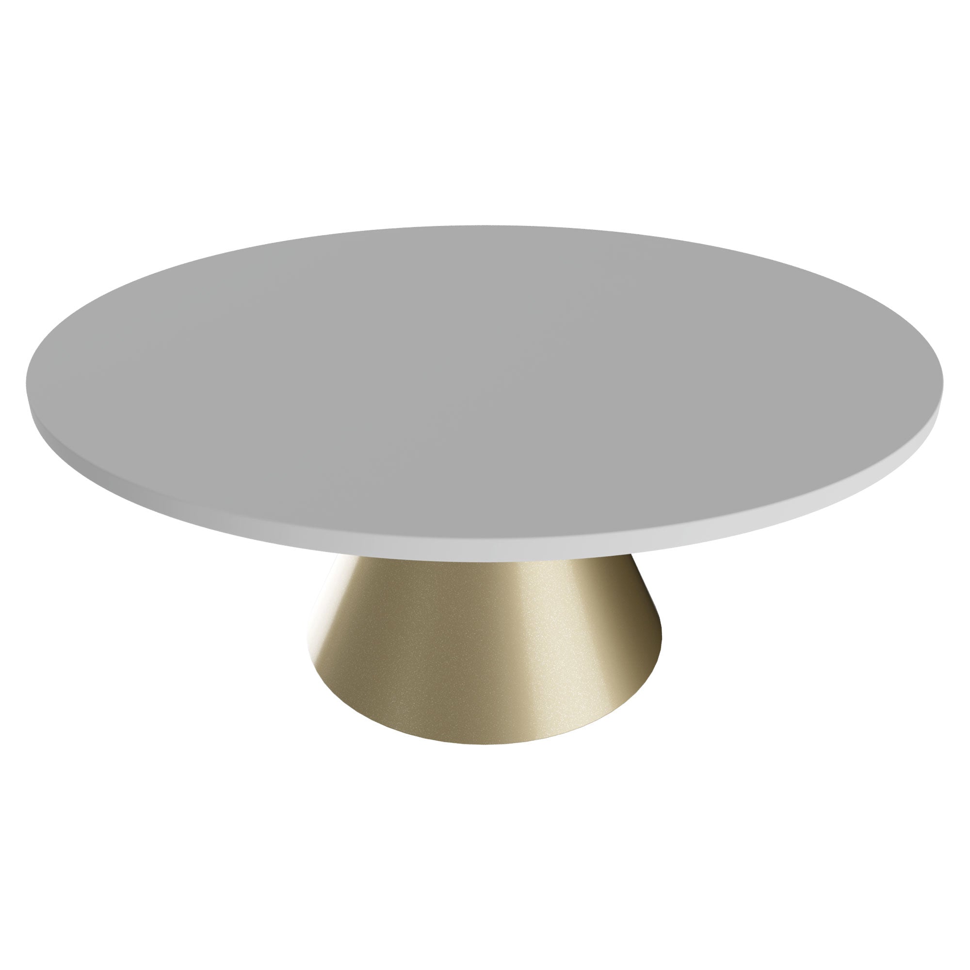 Artù Brass - Tavolo da pranzo rotondo ⌀ 120 cm in legno laminato con base a cono in metallo-Bianco