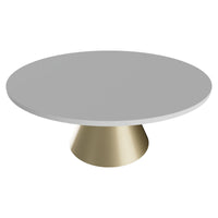 Artù Brass - Tavolo da pranzo rotondo ⌀ 120 cm in legno laminato con base a cono in metallo-Bianco