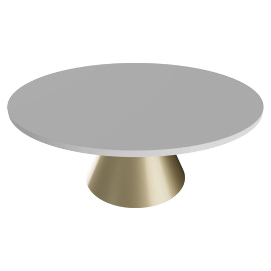 Artù Brass - Tavolo da pranzo rotondo ⌀ 120 cm in legno laminato con base a cono in metallo-Bianco