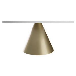 Artù Brass - Tavolo da pranzo rotondo ⌀ 120 cm in legno laminato con base a cono in metallo-Bianco