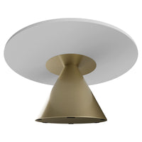 Artù Brass - Tavolo da pranzo rotondo ⌀ 120 cm in legno laminato con base a cono in metallo-Bianco