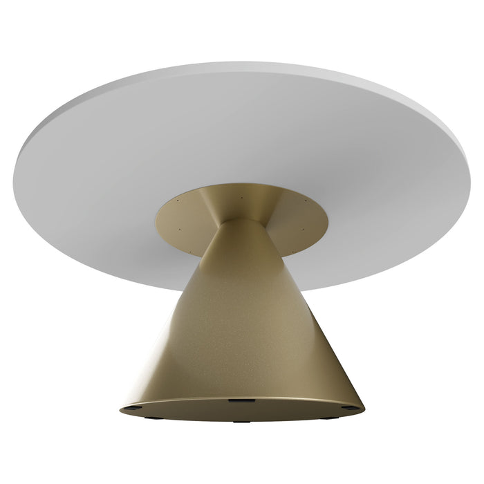 Artù Brass - Tavolo da pranzo rotondo ⌀ 120 cm in legno laminato con base a cono in metallo-Bianco