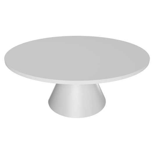 Artù White - Tavolo da pranzo rotondo ⌀ 120 cm in legno laminato con base a cono in metallo-Bianco