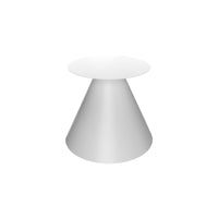 Artù White - Tavolo da pranzo rotondo ⌀ 120 cm in legno laminato con base a cono in metallo-Bianco