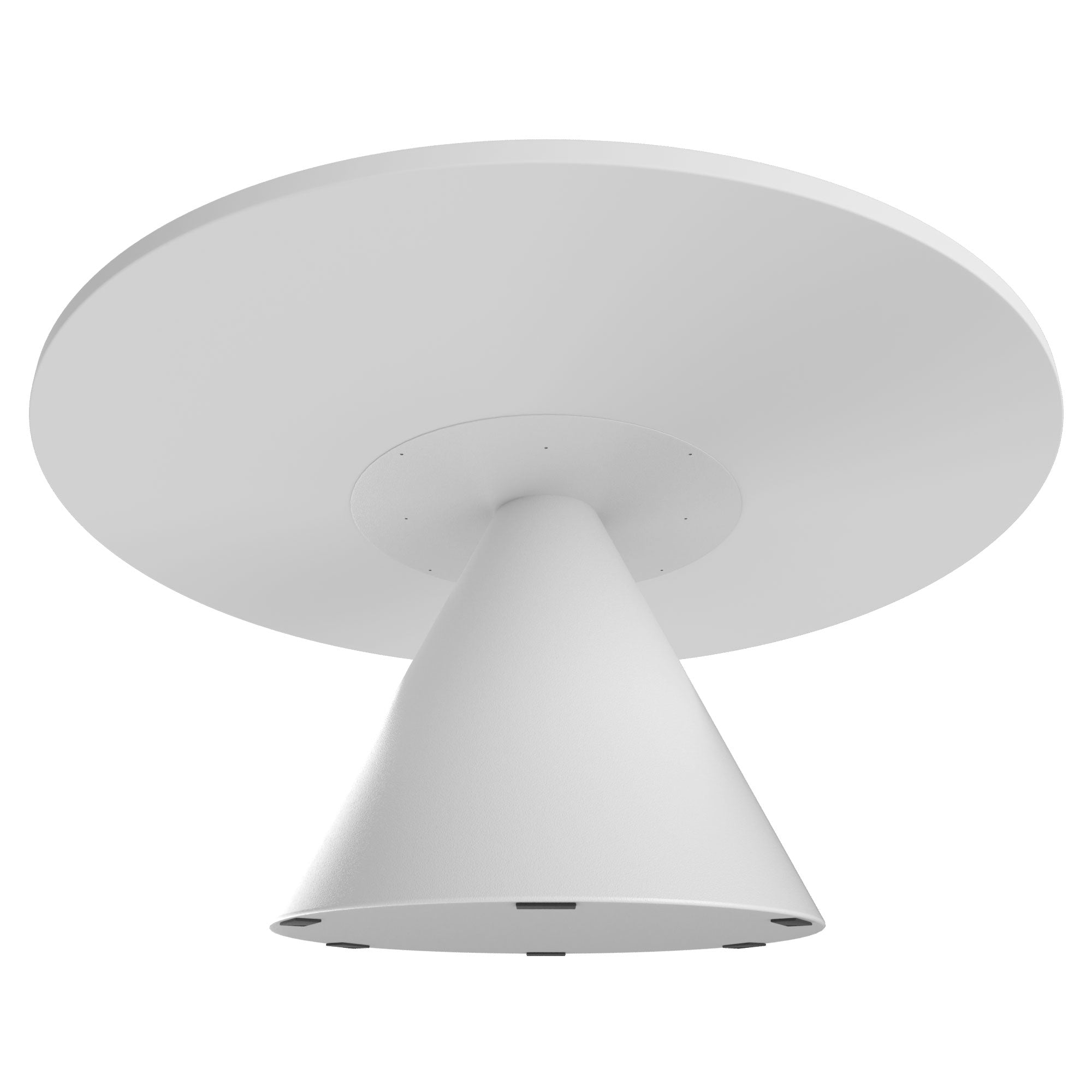 Artù White - Tavolo da pranzo rotondo ⌀ 120 cm in legno laminato con base a cono in metallo-Bianco