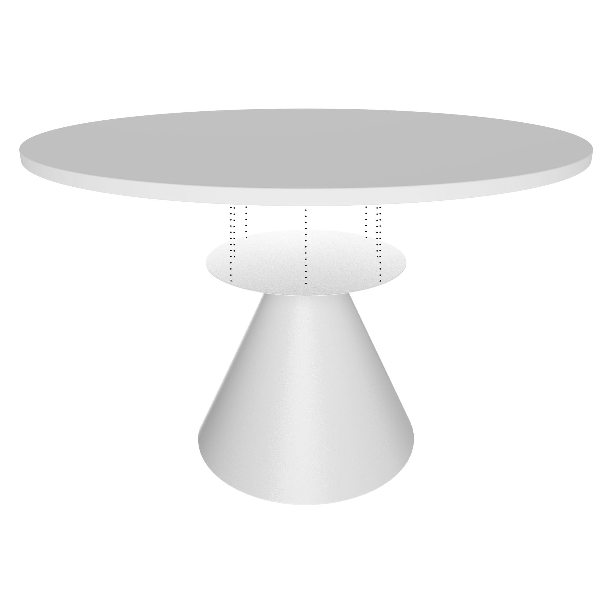 Artù White - Tavolo da pranzo rotondo ⌀ 120 cm in legno laminato con base a cono in metallo-Bianco