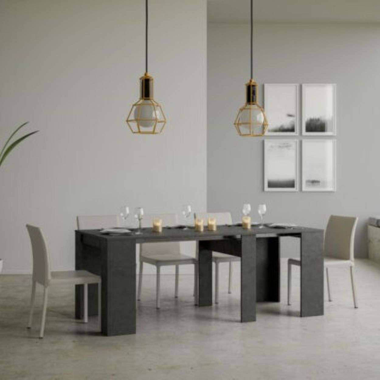 shopinnovativo- Consolle allungabile 90x48/308 cm Basic antracite spatolato