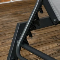 Lettino prendisole in alluminio e textilene con ruote e cuscino per la testa, schienale reclinabile, grigio chiaro