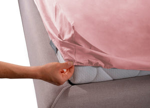 Completo Lenzuola Camper Roulotte 100% Cotone PERSONALIZZABILE Tinta Unita - Matrimoniale - Rosa