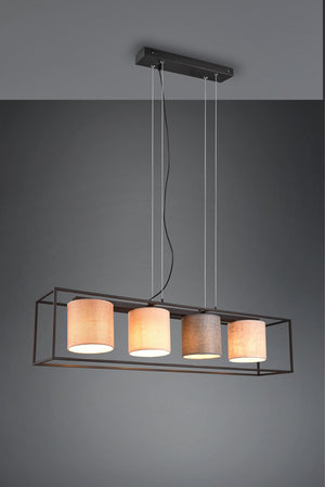 ROSS SOSPENSIONE STRUTTURA METALLO NERO E 4 PARALUMI MULTICOLOR L. 100CM ATTACCO E27