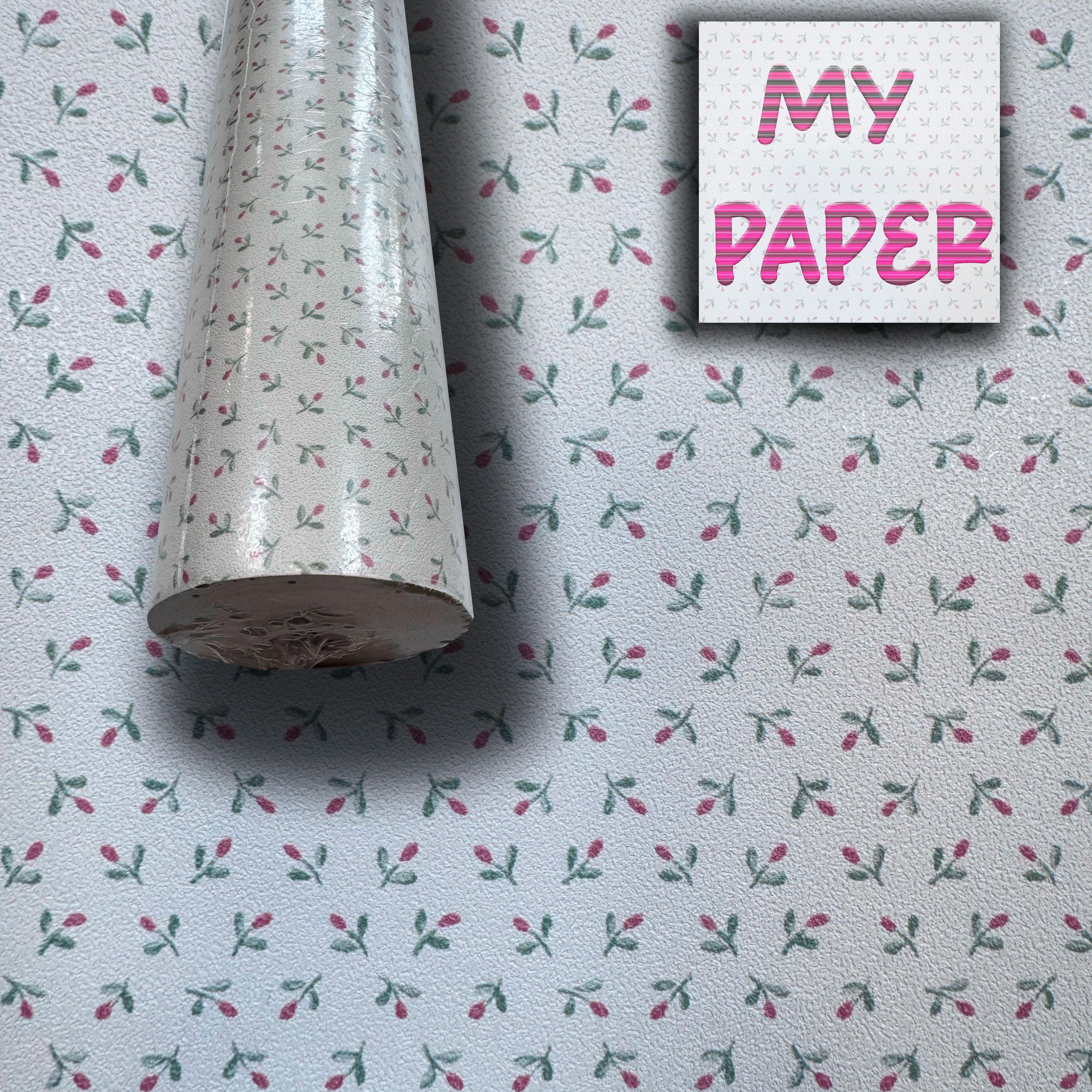 SUPER STOCK  al mq  - Rotolo da 5,2mq (10x0,52mt) di Carta da Parati vinilica Top Quality lavabile FIORELLINI ROSSI