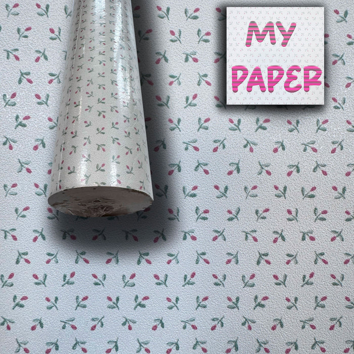 SUPER STOCK  al mq  - Rotolo da 5,2mq (10x0,52mt) di Carta da Parati vinilica Top Quality lavabile FIORELLINI ROSSI