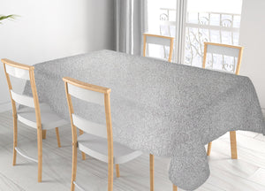 Tovaglia Natalizia Antimacchia Plastificata PVC Glitter Argento Proteggi Tavolo Natale - 140x240 - Glitter Argento