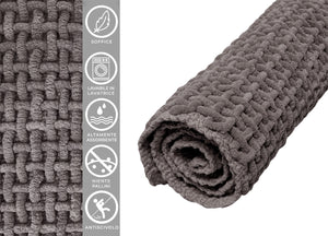 Tappeto Bagno Doccia Antiscivolo In Microfibra Super Assorbente Osaka - Parure 3 Pezzi - Stone