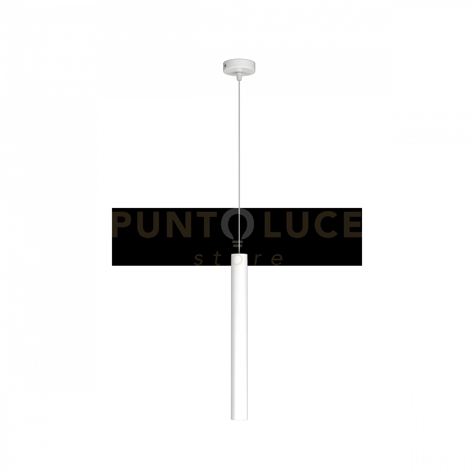 ROUND TUBE SOSPENSIONE 1 LUCE BIANCO CAVO CM.250 CON BASE 1174-S1-BI