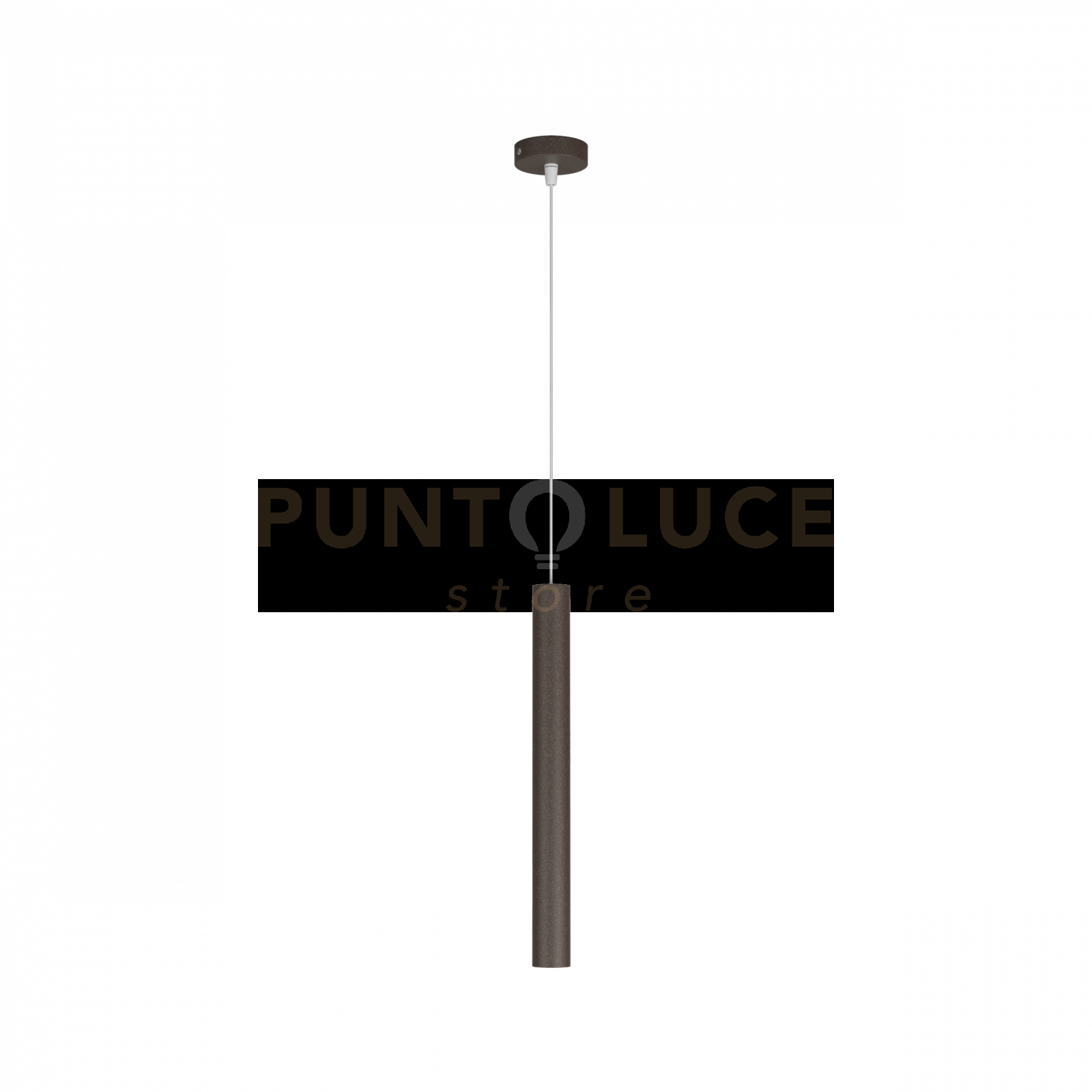 ROUND TUBE SOSPENSIONE 1 LUCE MARRONE CAVO CM.250 CON BASE 1174-S1-MA